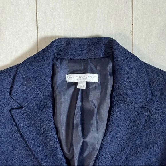 New York & Company Navy Lace Overlay Blazer Jacket Size 14 - Picture 5 of 5